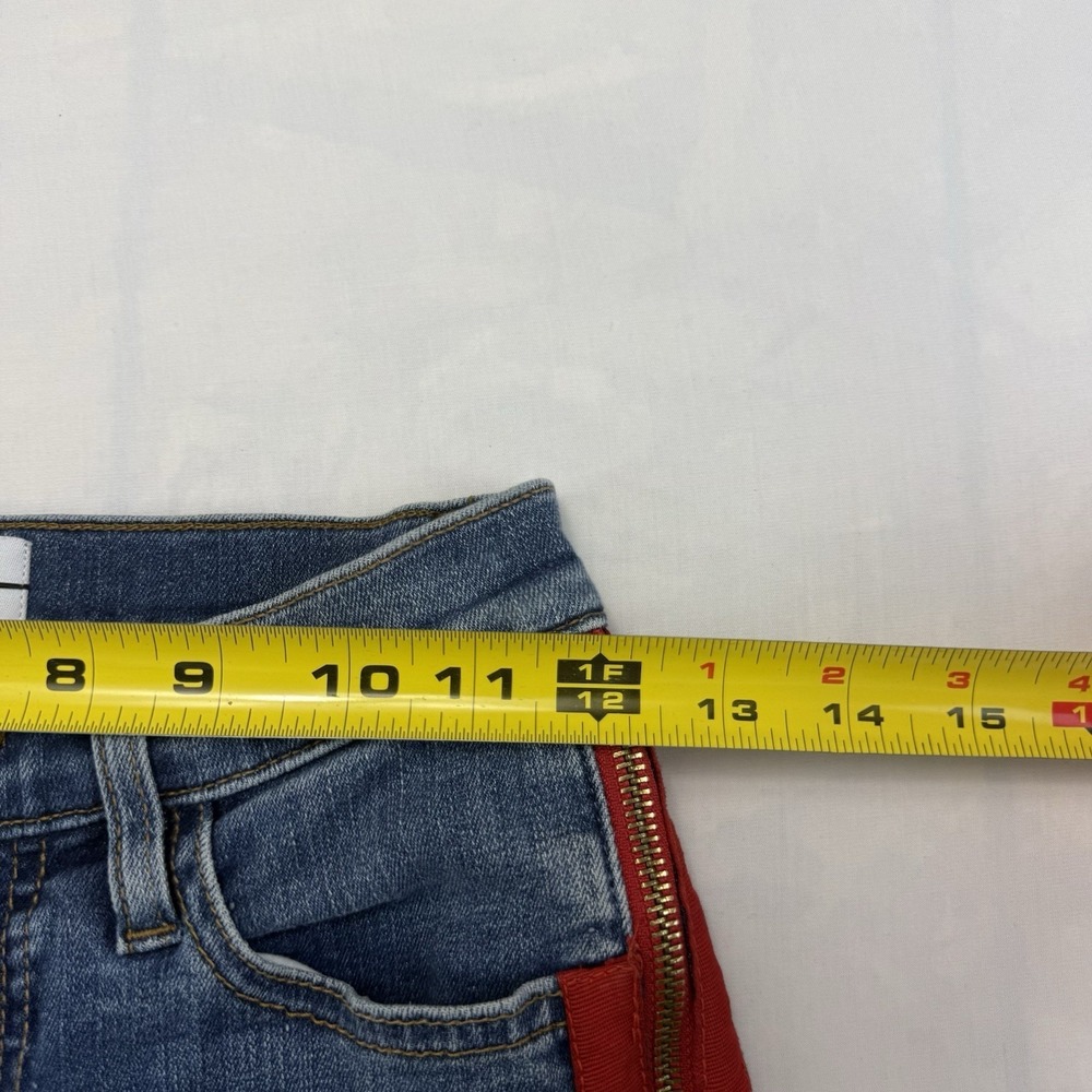 Etienne Marcel Dark Wash Red Ribbon Side Zipper Cropped Jeans Size 24 USA Made - Picture 5 of 6